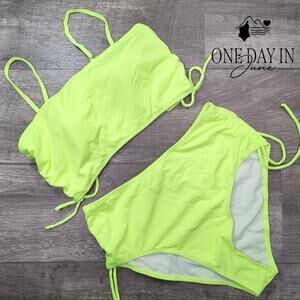 Charmo Ribbed Crop High Waist Bikini Swimsuit Size XL